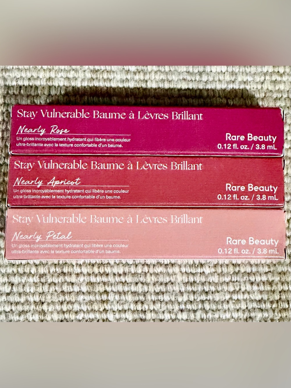 Rare Beauty Stay Vulnerable Glossy Lip Balm, “Nearly” Trio | NEW, SEALED - Picture 2 of 6